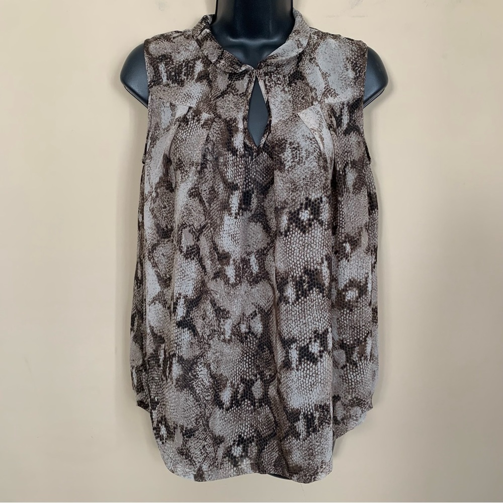 Chloe K Snakeskin Pattern Semi Sheer Tank Top